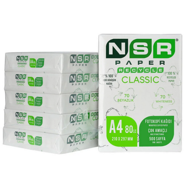 Nsr Paper Recycle Classic 80gsm A4 Fotokopi Kağıdı 500 Sayfa (5 Paket / 1 Koli) - 2