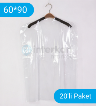 Takım Elbise, Ceket, Kazak, T-Shirt Koruma Poşeti - Kıyafet Koruma Kılıfı 60x90 - 20 Adet - İnterkan